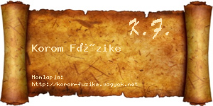 Korom Füzike névjegykártya